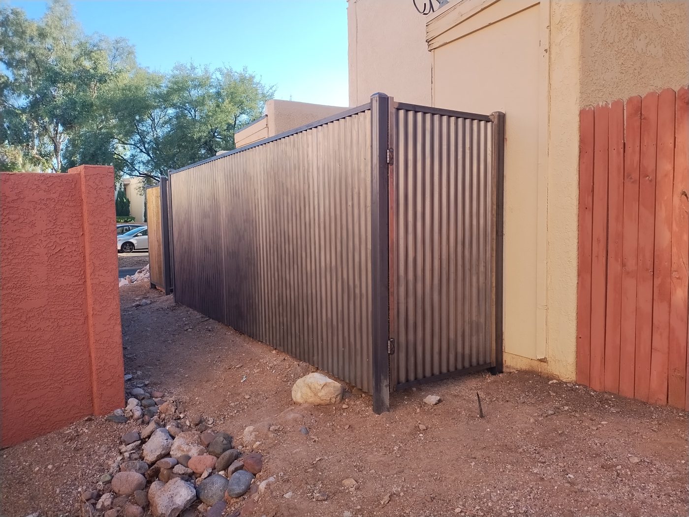 Corrugated metal privacy gate — Emery Welding & Ironwork